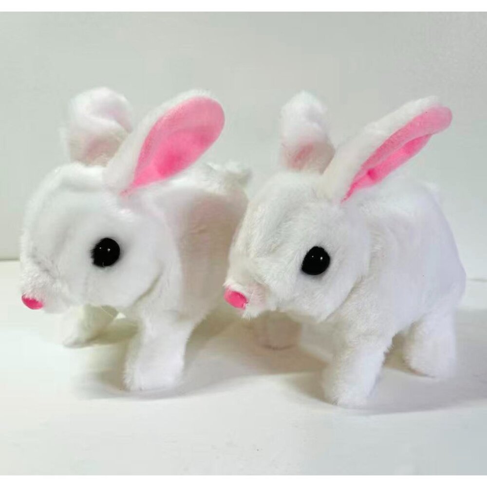 2 PC/Set Walking Bunny Rabbit Toy Gift Battery Operated - White
